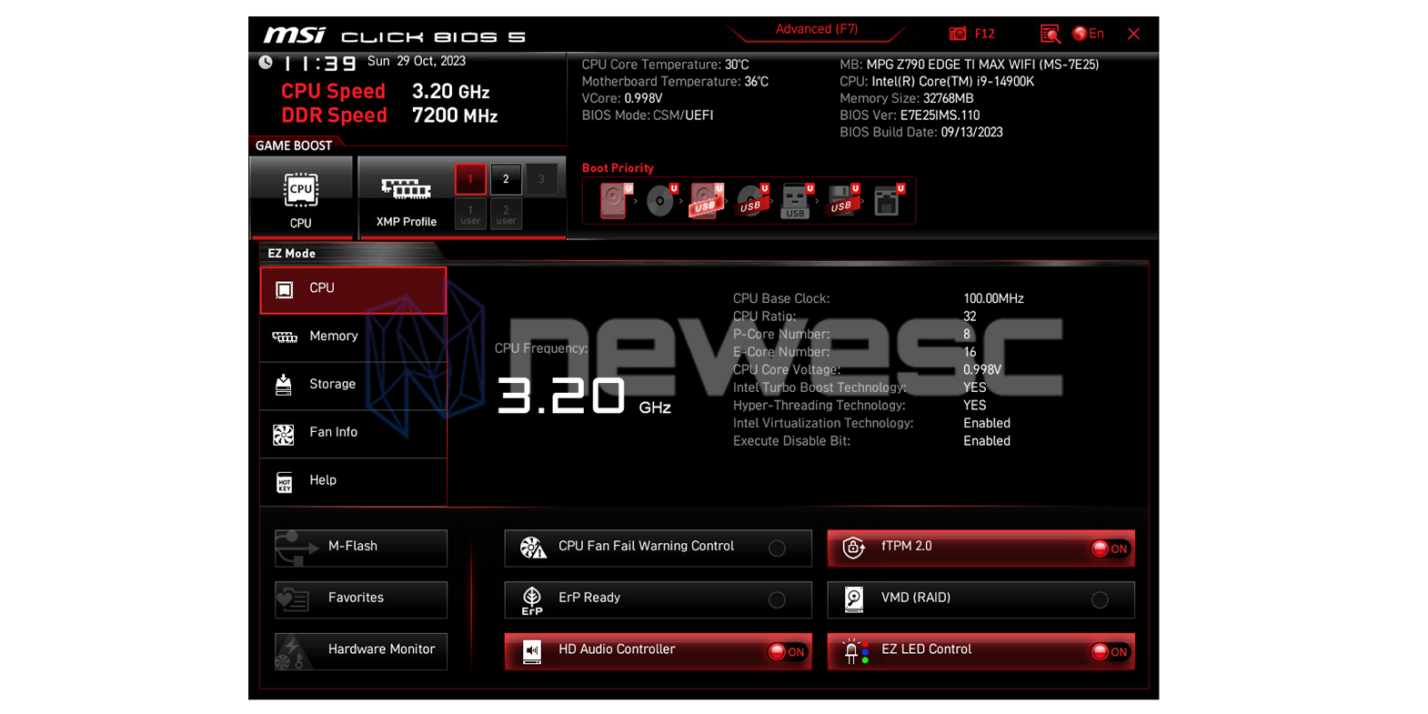 REVER BIOS WIFI MSI MPG Z790 EDGE TI MAX