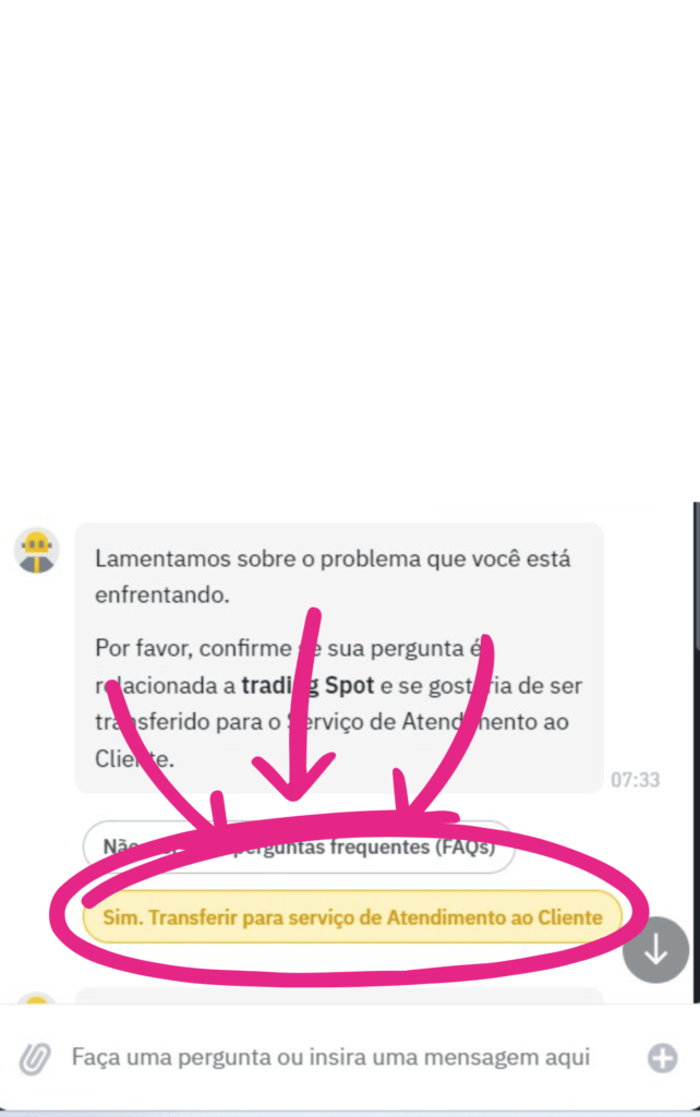 Ignore todas as alternativas e tentativas do atendimento automático e vá para opção "SIM, TRANSFERIR PARA O SERVIÇO DE ATENDIMENTO AO CLIENTE"