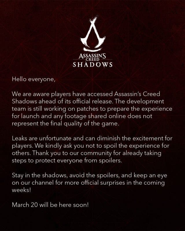 "Filtrações foram infelizes": Ubisoft é pronunciado após os vazamentos de Assassin Sombras de Creed de usuários que tiveram acesso a cópias físicas